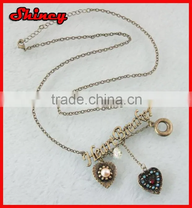 antique styled bronze colored alloy chain tassel necklace