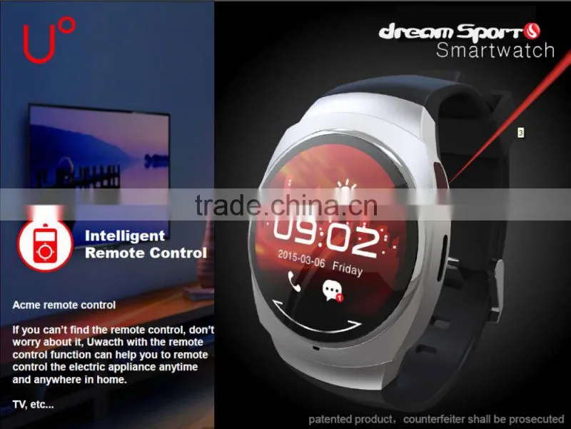 2015 New Style Bluetooth Round Shape Android & IOS Shenzhen Smart watch
