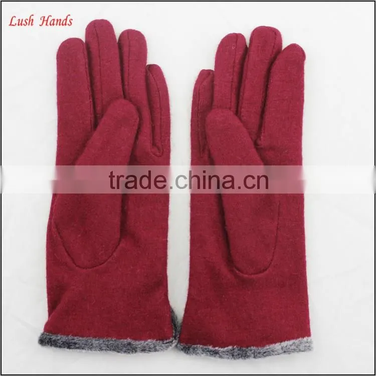 2016 spring new style woolen hand gloves women with raw edges
