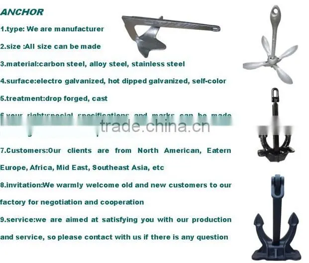 40kg to 46000kg Marine Cast Steel Ship Hall Anchor with ABS,DNV,KR Certificate