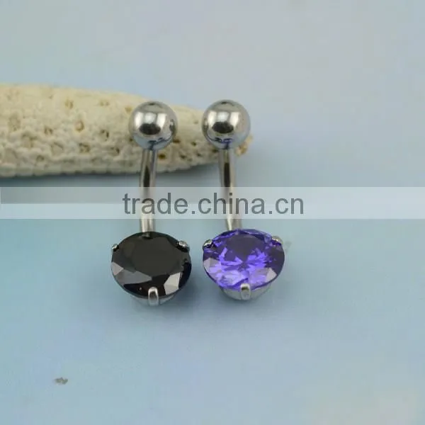 Black Big Cubic Zircon Belly Button Ring Crystal Navel Jewelry