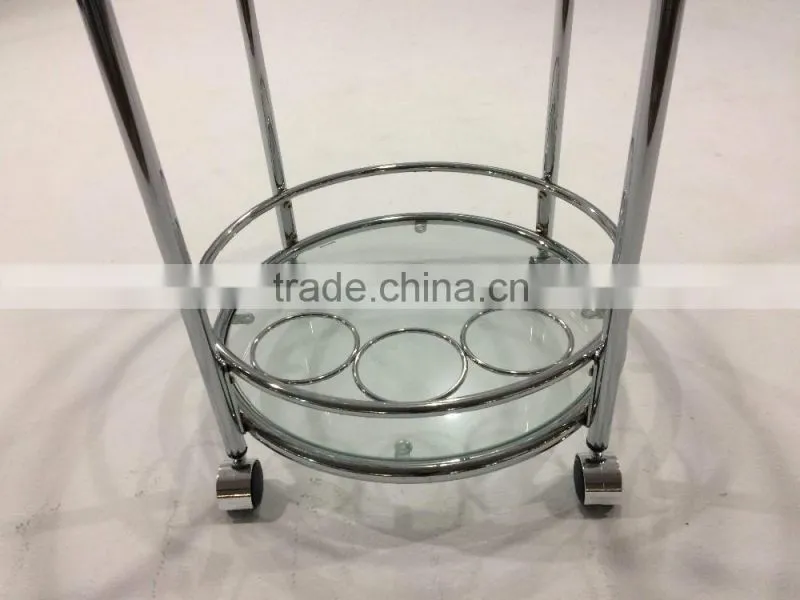 Modern Trolley/ Round Metal Glass Serving Cart