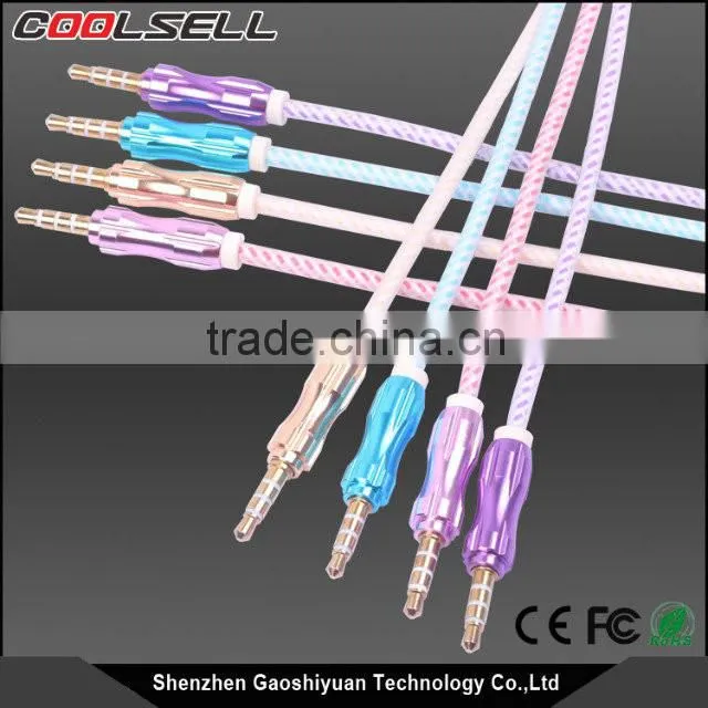 3FT Tangle Free stereo 3.5mm plug Auxiliary splitter audio car aux Cable for Apple Android Smartphones Tablet and MP3 Player