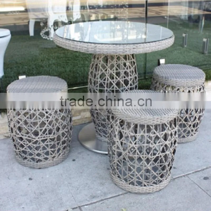 Outdoor Patio Plastic Resin Rattan Weaving Wicker High Back Bar Chairs