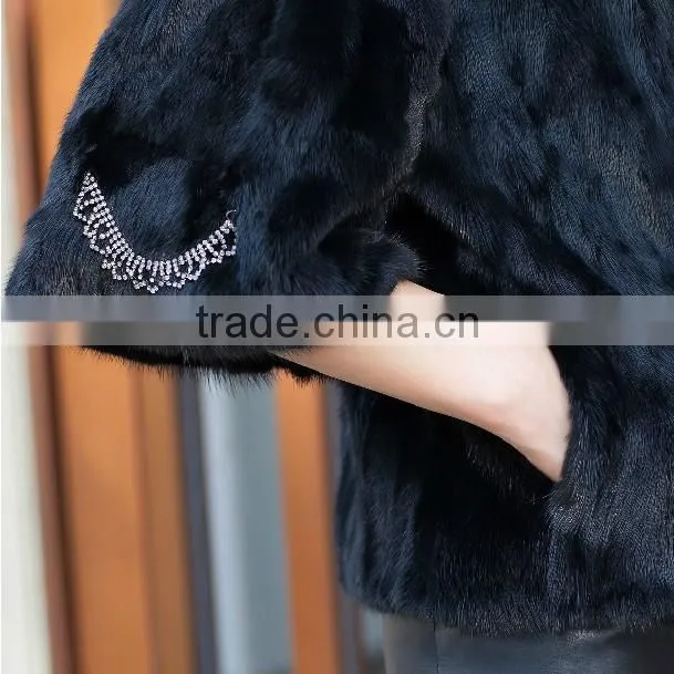 Newest Short Mink Fur Coats Women Korea Winter Fashion Model Coats 2013 with Stand Collar "11"