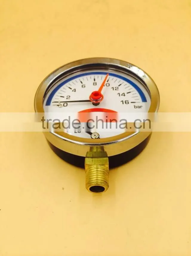 Floor heating water pressure temperature gauge