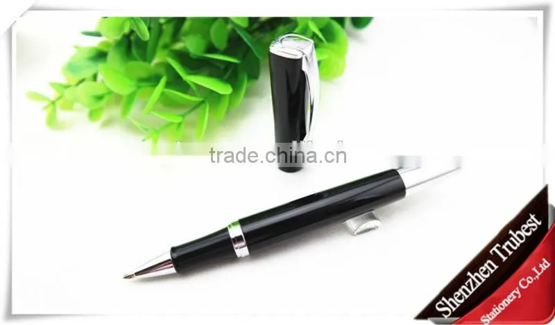 Silver clip metal pen , Promotional metal ball pen silver black