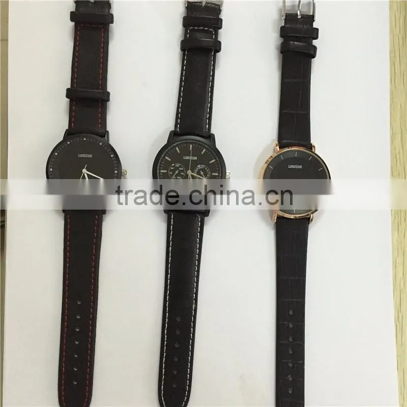 OEM ODM Order Leather Strap Customized Company Logo Fashion Man Wrist Watch Custom