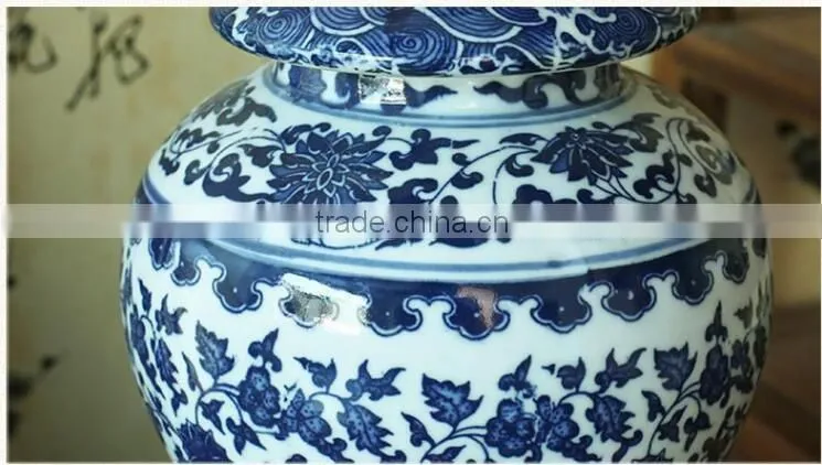 China ceramic blue and white ceramic vase bedside table lamp