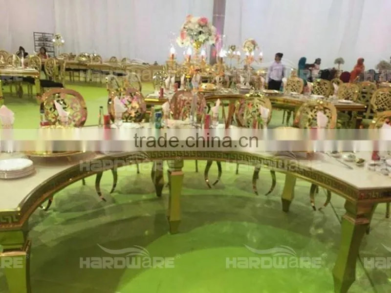 half moon hotel dining table , led light half round banquet dining table