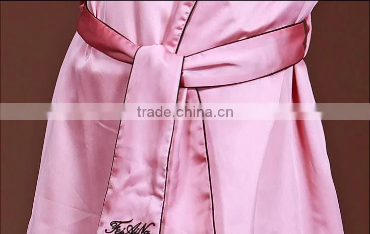 2016 new summer ladies sexy pajamas bathrobe Nightgown women's long sleeve silk bathrobe sleep robe smooth lady's robes