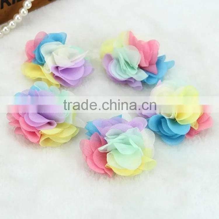 2016 Summer Colorful Chiffon Flower,Diy clothing accessories chiffon fabric flowers