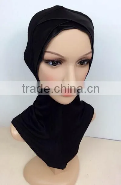 C063 new style satin double crossover ninja inner underscarf,full underscarf to cover neck