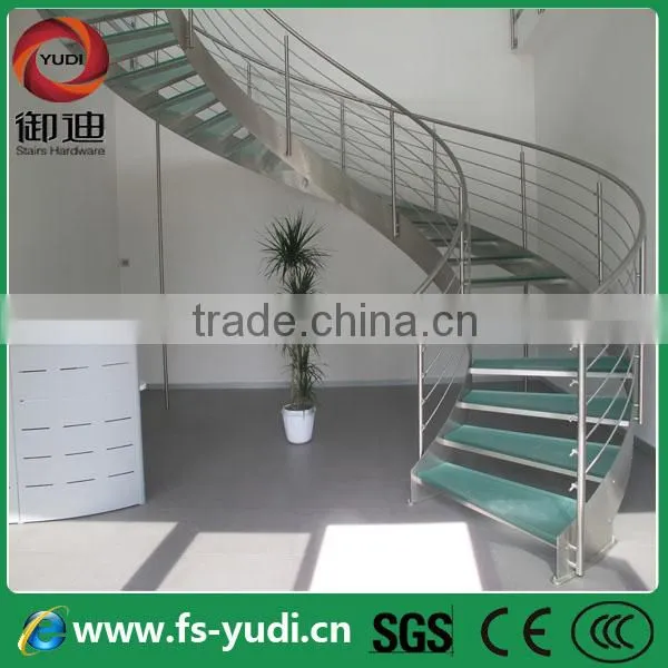 interior curved steel glass staircase factory