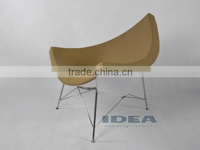 Replica Coconut Chair - White gloss fiberglass shell - Beige leather