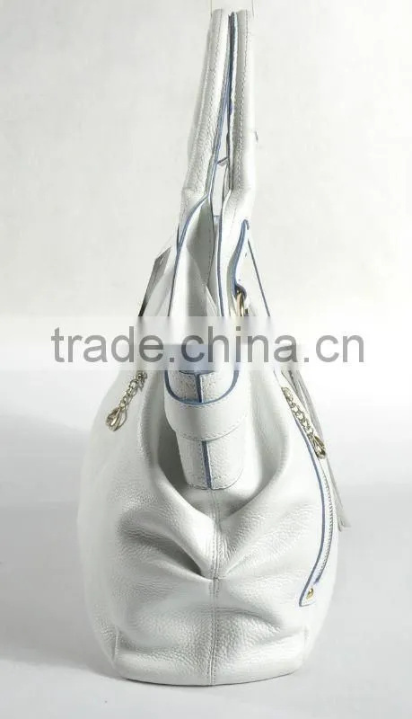 New arrival! White vertical zip tote bags 2012 Fashion ladies handbag