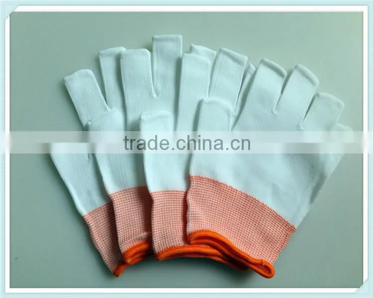 High-tech electronics industry used 13 gauge knitted white Nylon Gloves 4131