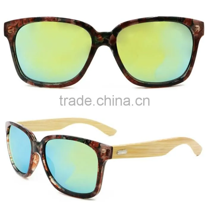 Plastic classic sunglasses wooden arms trendy glasses