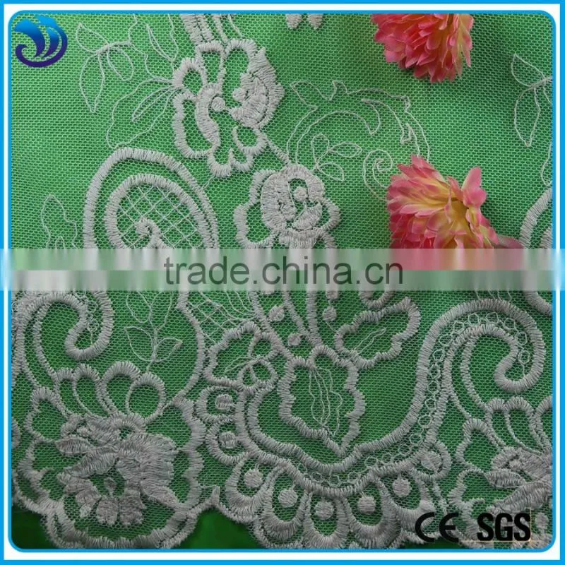 double borders net lace embroidery fabric organza fabrics for wedding dress