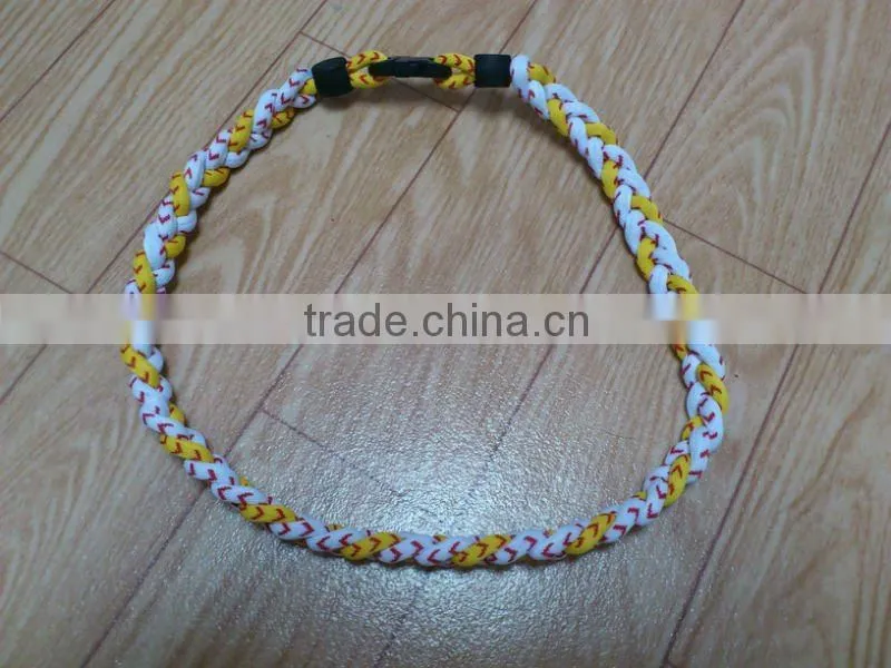 2012 Stitch Baseball Sports Necklace, Tornado Titanium Negative Ion Stitching Necklace White with Red Stitching Thread