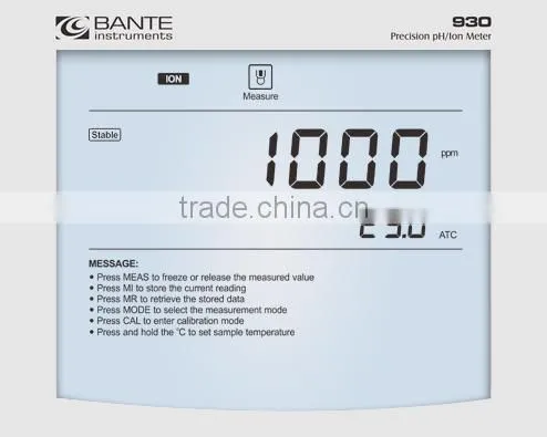 Bante930 Precision pH/Ion Meter | Professional pH/Ion Meter