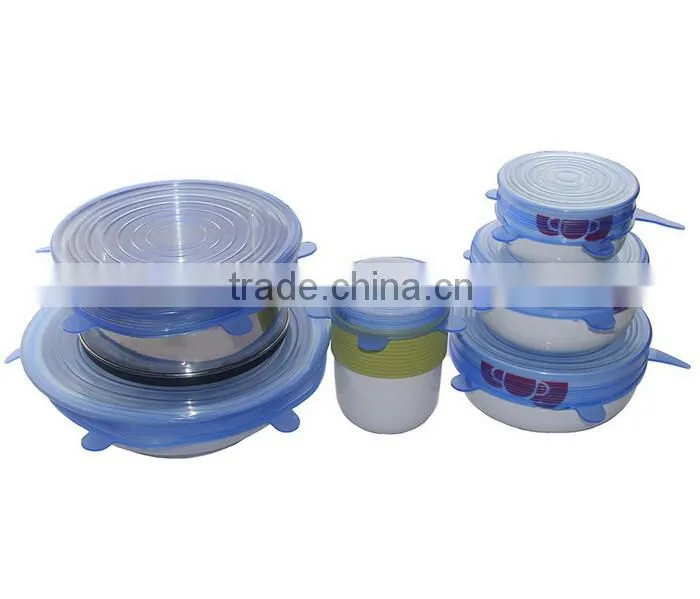 Set of 6 Silicone Stretch Lids Stretchable Reusable Durable Kitchen Gadget Dishwasher and Freezer Safe Preserve Food