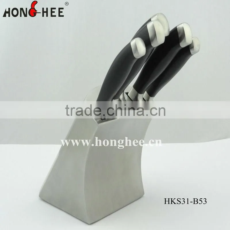 Deluxe Forged 5 Piece Knife Set In Stainless Steel Block
