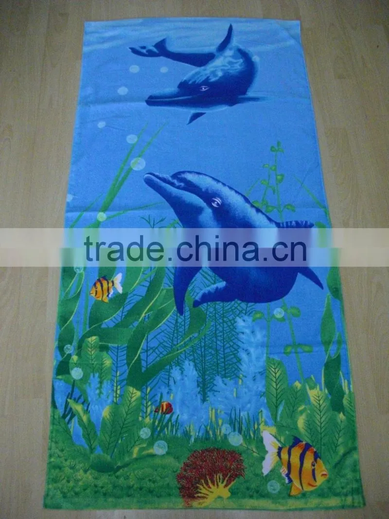 Lovely seaworld terry velour dolphin beach towel reactive printed dolphin beach towel