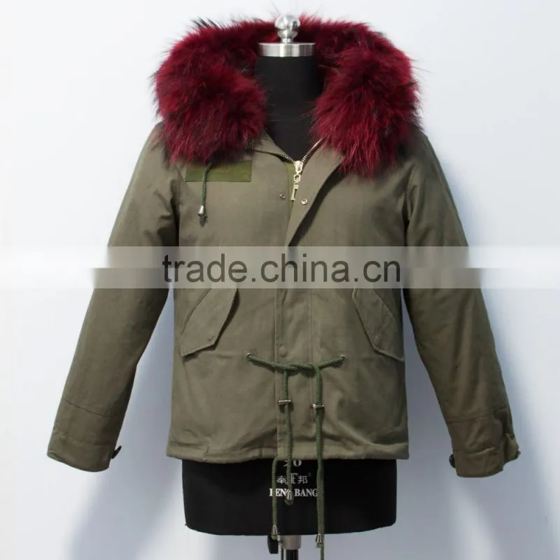 pc008 New arrival women fur trim parka jackt