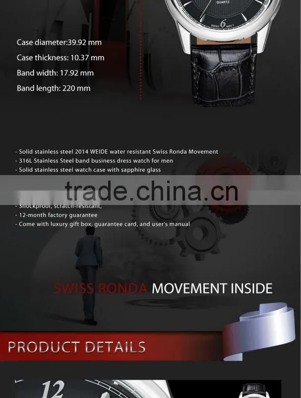 WEIDE Top Sale Famous Brand Men Watch Genuine Leather Strap Watches Waterproof Relogio Dress Men's Wrist Watches Casual WH93011