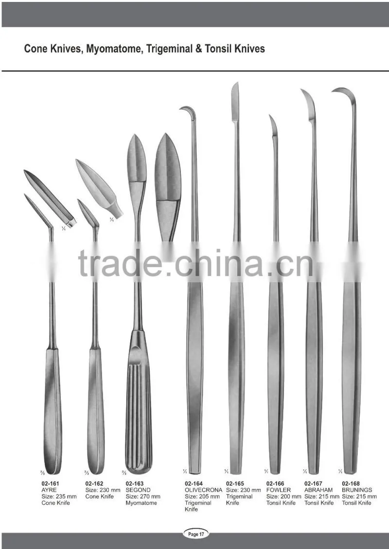 Surgical Cone Knives Myomatome Trigeminal and Tonsil Knives New Instruments Pakistan