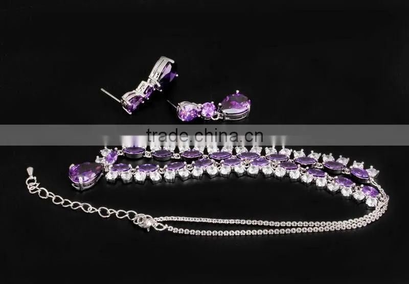 CZ Jewelry Amethyst Crystal Jewelry Set Costume Jewelry Spain