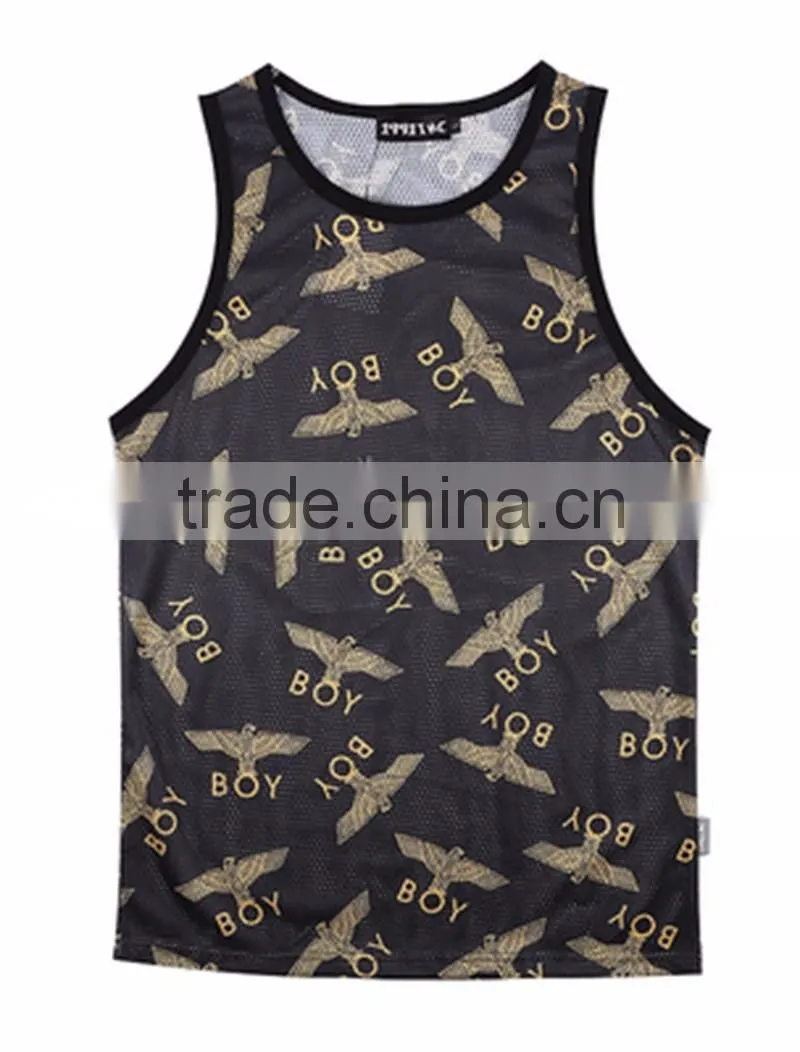 2016 new arrival Super stretch cotton men's tight vest sublimation vest for men with low price