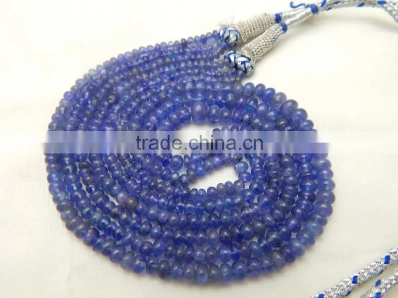Natural Royal Blue Tanzanite Roundel Smooth Beads
