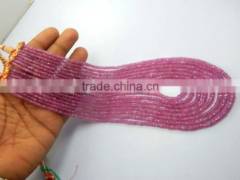 Natural Pink Sapphire Roundel Faceted Beads