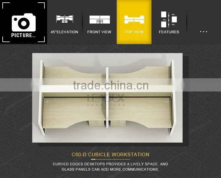 Luxury wooden open workstation partition modular cubicle office 4 person workstation