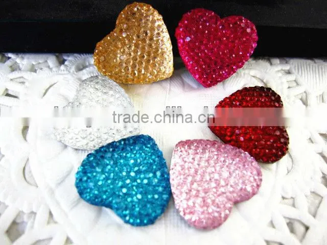 Shining rhinestone in heart shaped-Flat back resin craft(Cabochon)