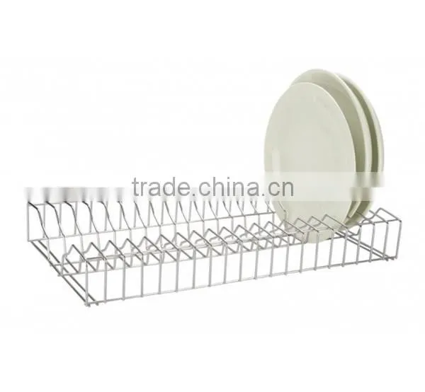 Kitchen Use Epoxy Coated White Cabinet Plate Rack/ Dish Rack and Lid Holder