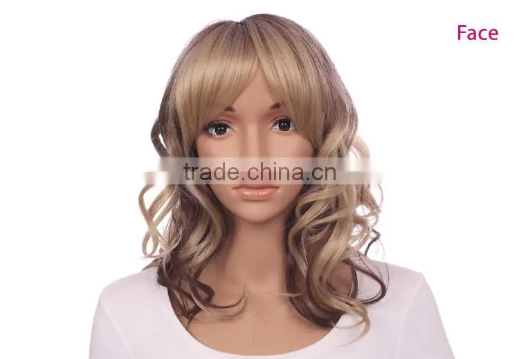 Hot sale wholesale cheap european style blond wig fashion synthetic curly hair wig