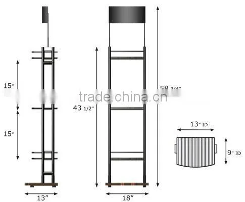 3 layers Wine Tower bottle retail display shelving