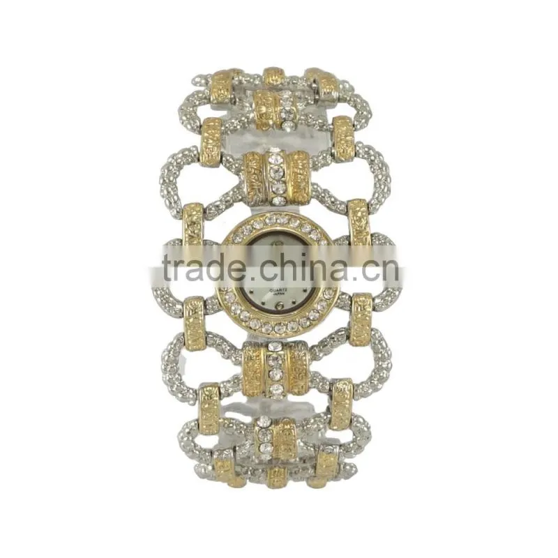 New model unique fashion ladies dress wide band alloy quartz with japan quartz watch