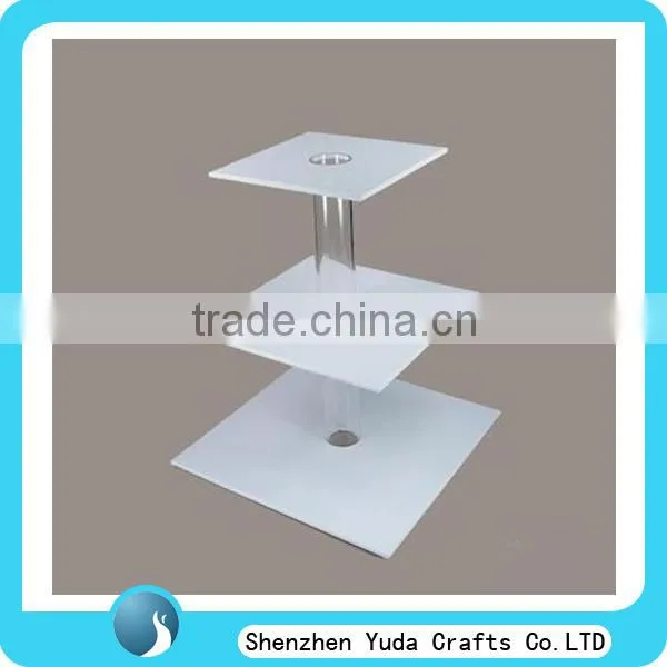 high quality customized 3 tiers wedding cake stands square acrylic cake stand cheap