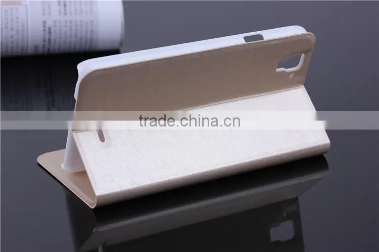 Ice Silk Pattern Wholesale Ultra Leather Flip Case for Coolpad Note , Mobile Phone Case for Coolpad8670 with Card Slot and Stand