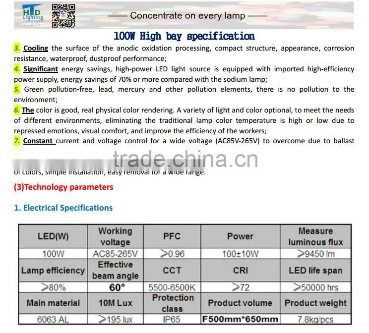 150W LED High bay lighting 3 year warranty