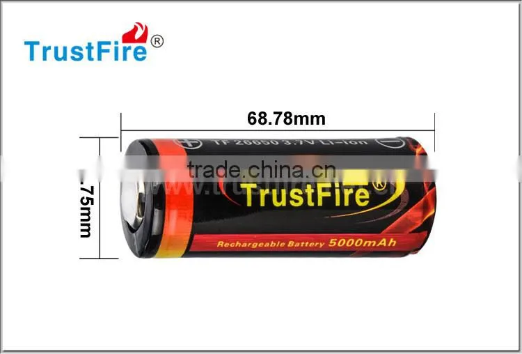 Trustfire original rechargeable 3.7V li ion button top 5000mah hgh capacity lithium battery