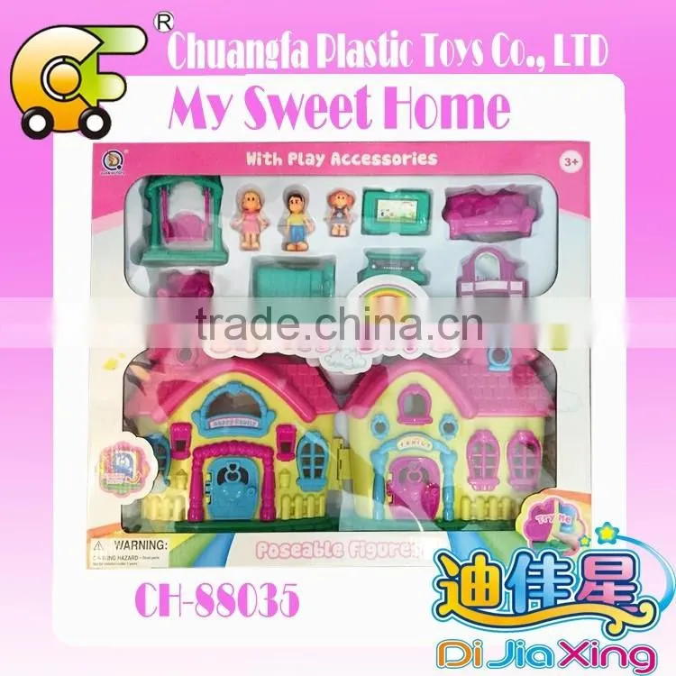 Kids mini villa toys modern villa with furniture wooden villa toys