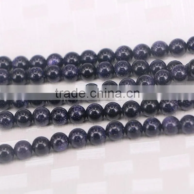 8mm Blue Sand Stone Round Beads 15.5" --5 Strands