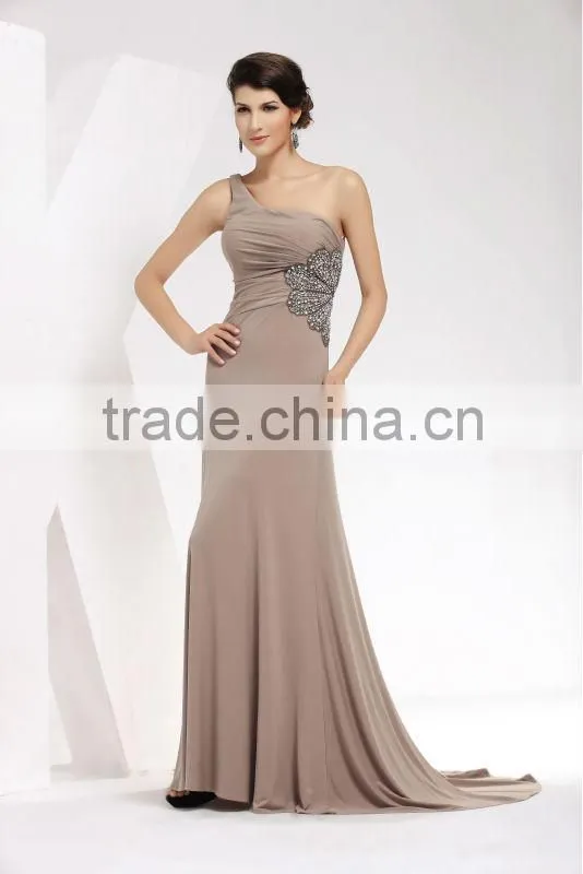 one shoulder embroidered spandex cotton maxi nice party dress