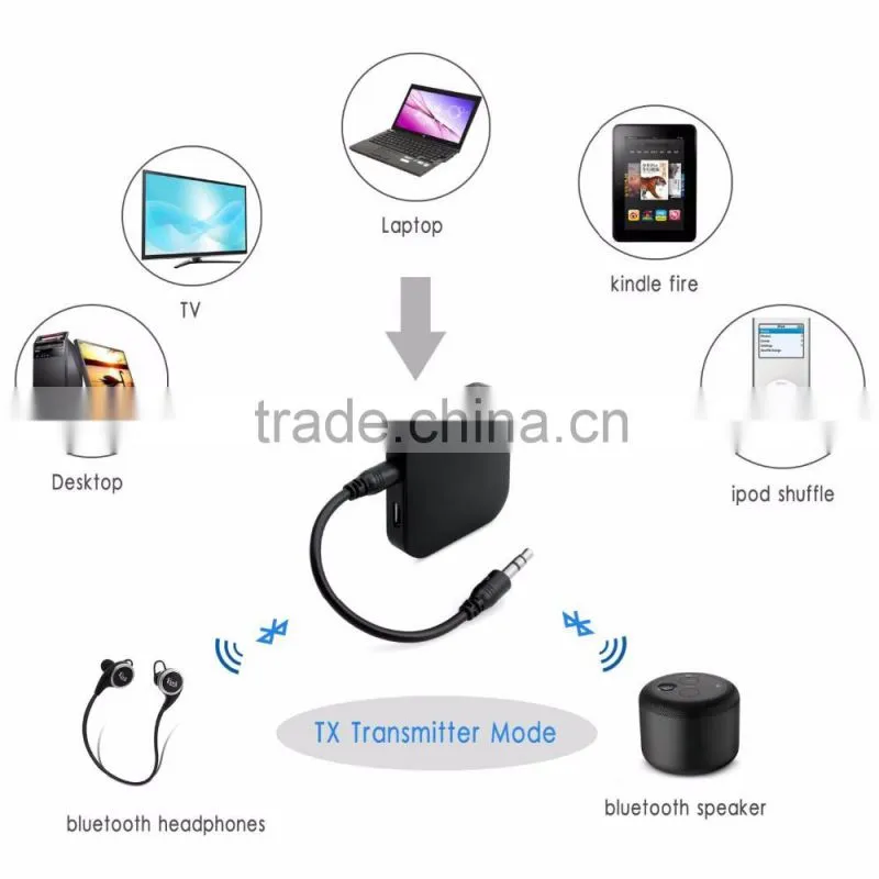 Wireless 2 in 1 transceiver bluetooth audio transmitter receiver for TV,headphone,speaker