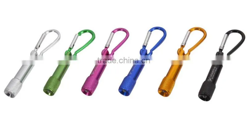 1LED Rotate switch aluminum carabiner keychain flashlight custom plush keychain